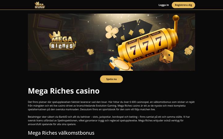 Skærmbillede af mega-riches.se