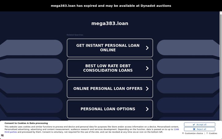 Screenshot of mega383.loan