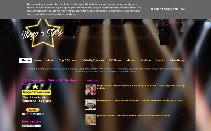 Screenshot of mega5stars.com