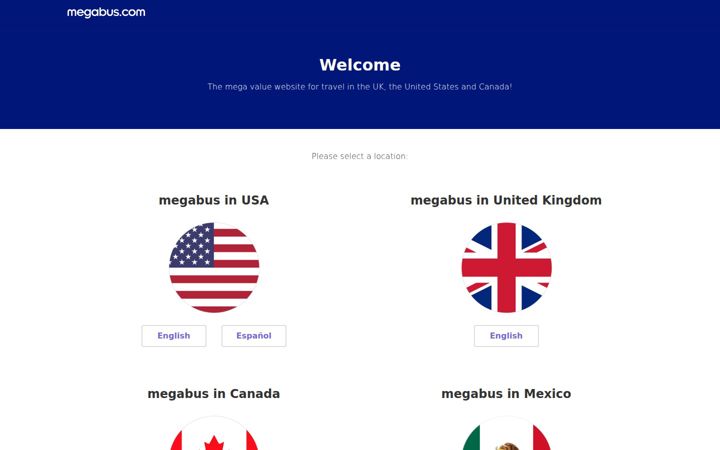 Captura de pantalla de megabus.com