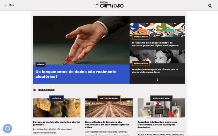 Screenshot of megacurioso.com.br