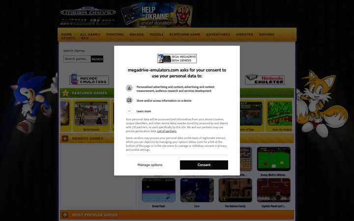 Screenshot of megadrive-emulator.com