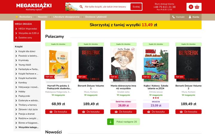 Zrzut ekranu megaksiazki.pl