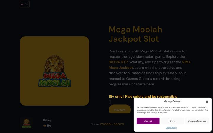 Screenshot of megamoolahreview.com