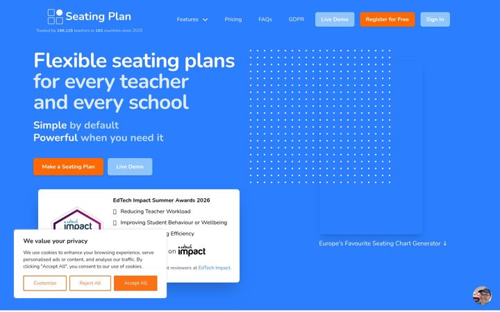 Screenshot of megaseatingplan.com