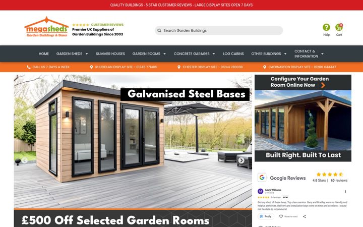 Screenshot of megashedsnorthwales.com