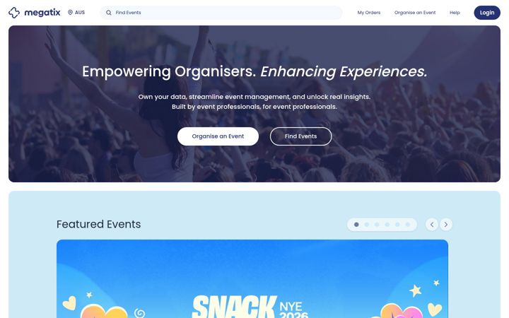 Screenshot of megatix.com.au