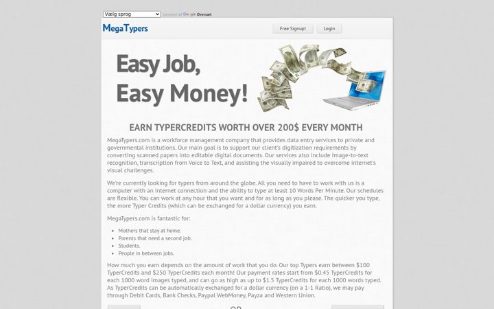 Screenshot of megatypers.com