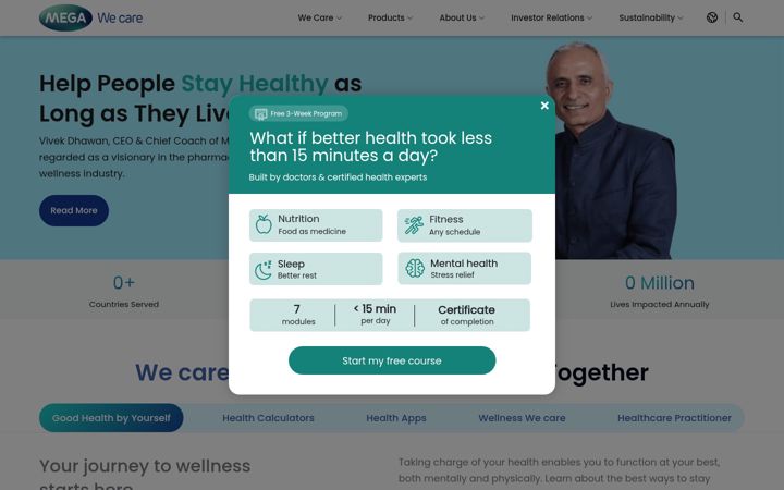 Snimka zaslona za megawecare.com