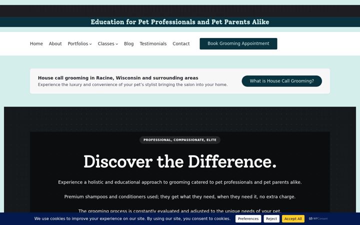 Screenshot of megthetravelinggroomer.com