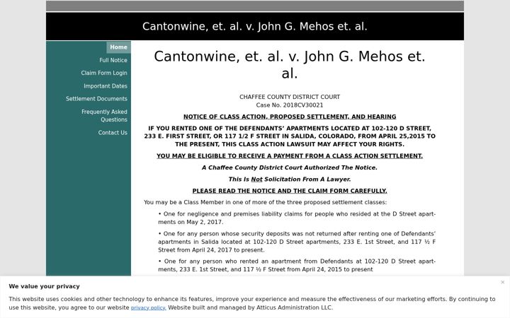 Screenshot of mehossettlement.com