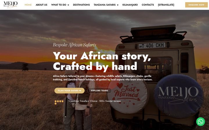 Screenshot of meijosafaris.com