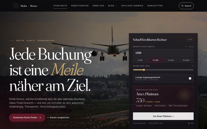 Screenshot von meilen-meister.de