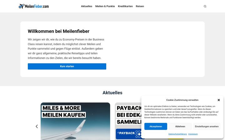 Screenshot of meilenfieber.com