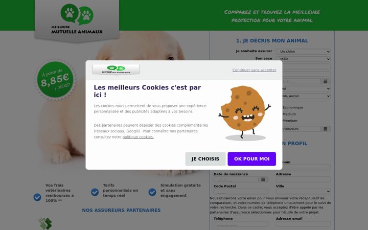 Screenshot of meilleuremutuelleanimaux.com