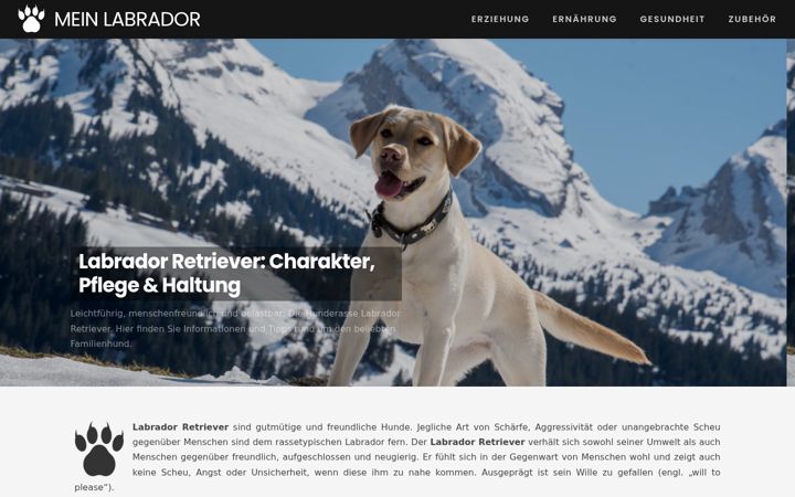 Screenshot of mein-labrador.com