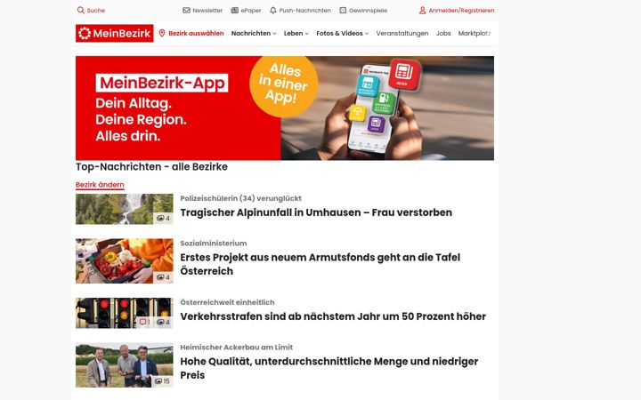 Screenshot του meinbezirk.at