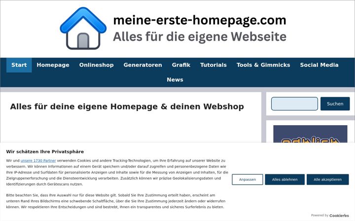 Screenshot of meine-erste-homepage.com