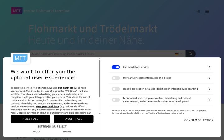 Screenshot of meine-flohmarkt-termine.de