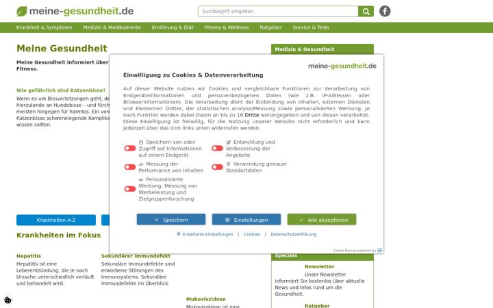 Screenshot του meine-gesundheit.de
