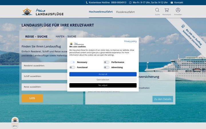 Ekrano kopija meine-landausfluege.de