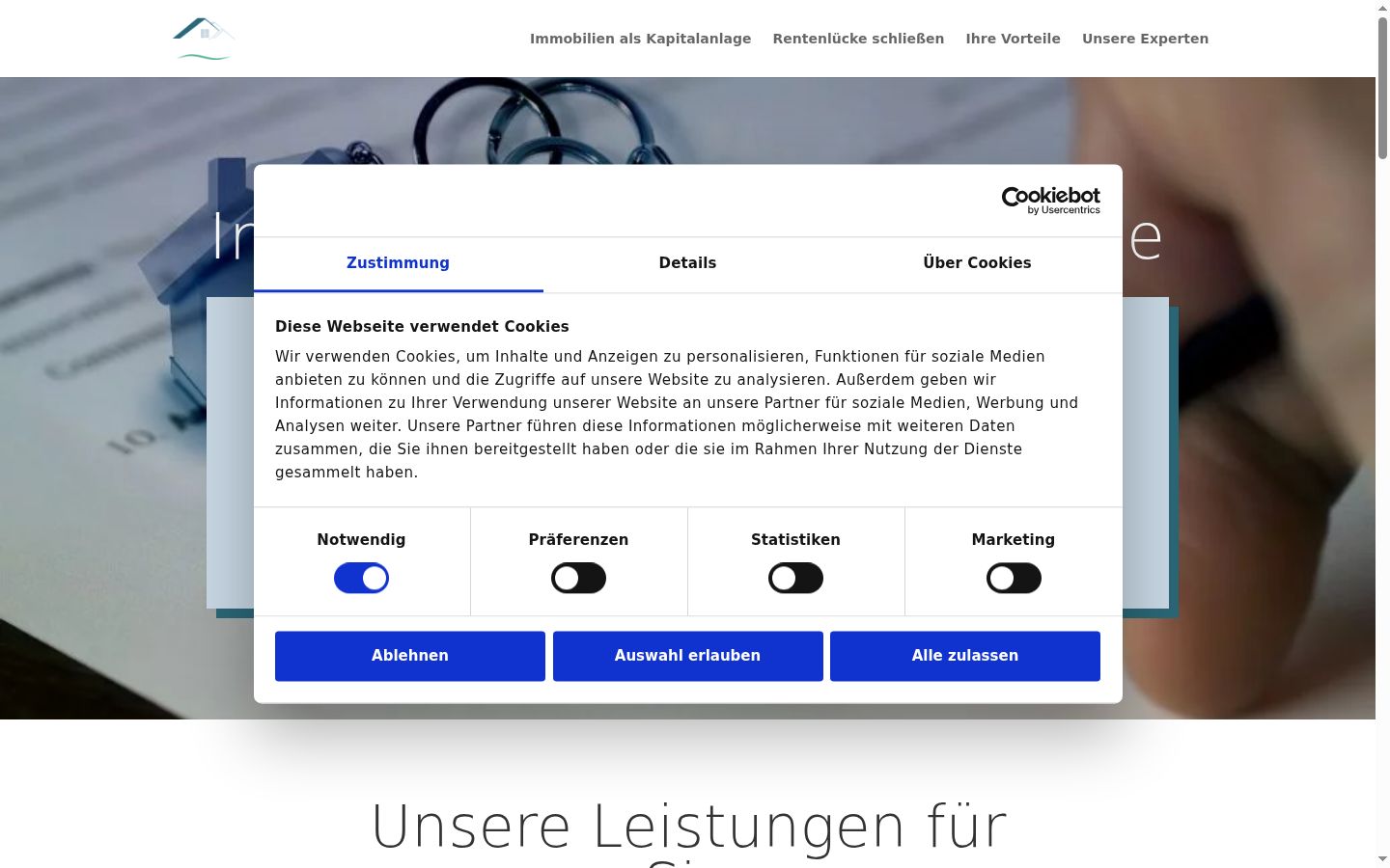 Screenshot of the consent banner shown before any interaction