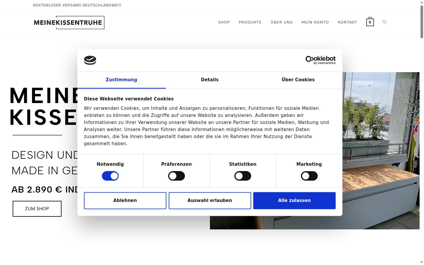 Sutikimo reklamjuostės, rodytos prieš bet kokią sąveiką, ekrano kopija