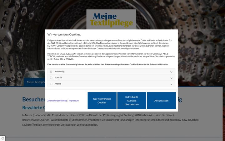 Screenshot of meinetextilpflege.com