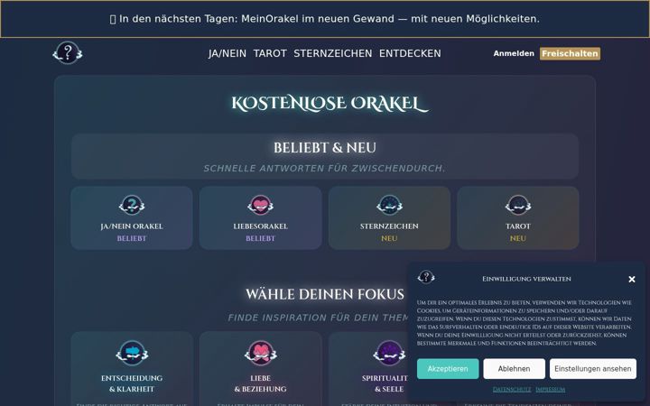 Screenshot of meinorakel.com