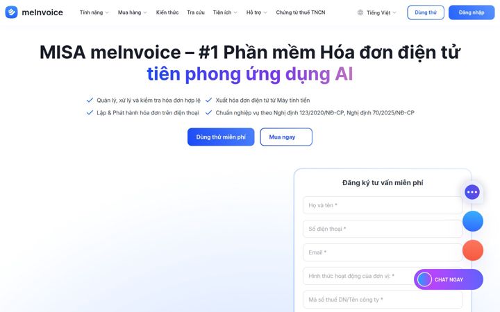 Screenshot of meinvoice.vn