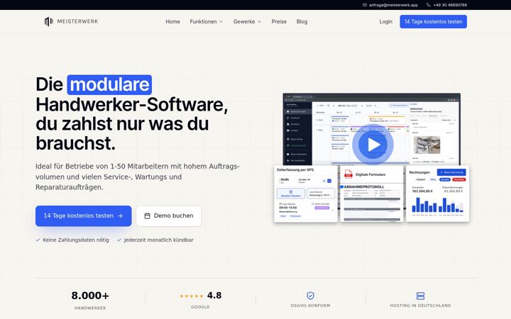 Screenshot of meisterwerk.app