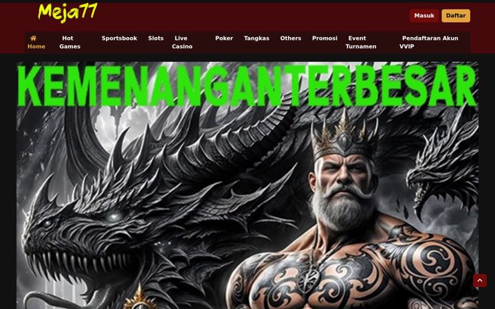 Screenshot of meja77.com