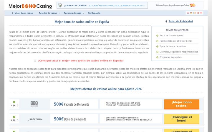 Screenshot of mejorbonocasino.com