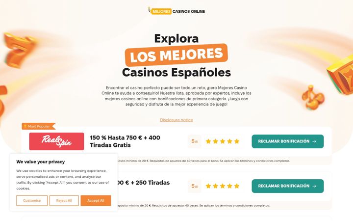 Screenshot of mejorescasinosonline.com