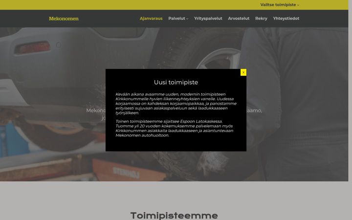 Screenshot ta' mekonomenkirkkonummi.fi