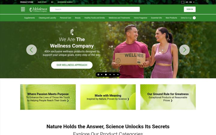 Skärmbild av melaleuca.com