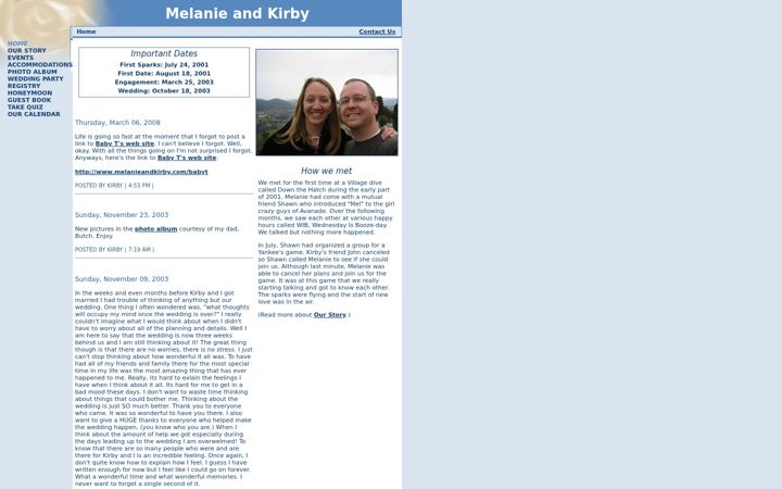 Screenshot of melanieandkirby.com