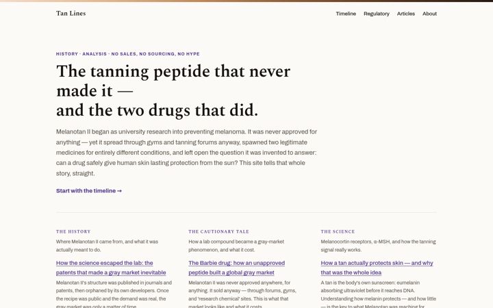 Screenshot of melanotanii.com