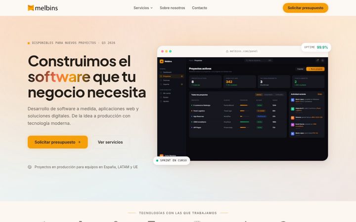 Screenshot of melbins.com