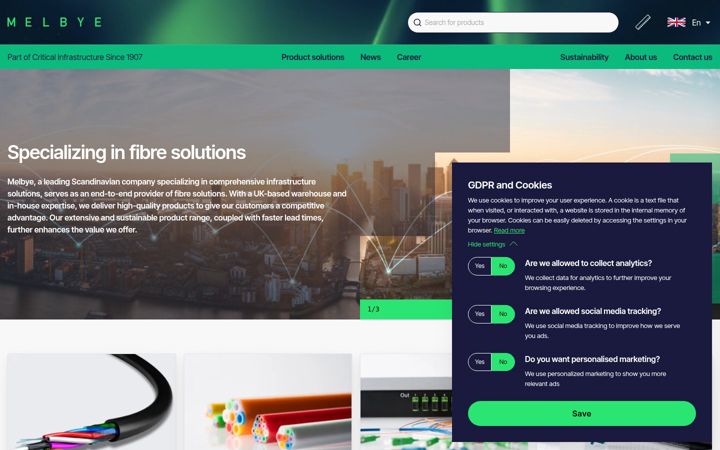 Screenshot of melbyefibre.com