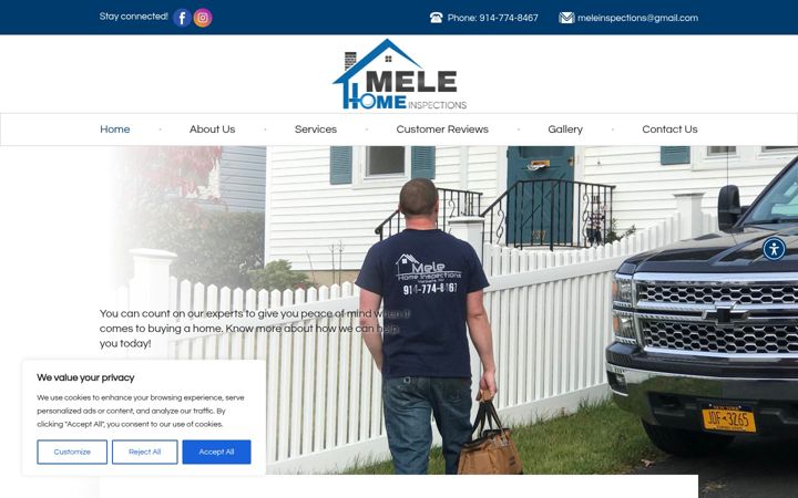 Screenshot of melehomeinspections.com