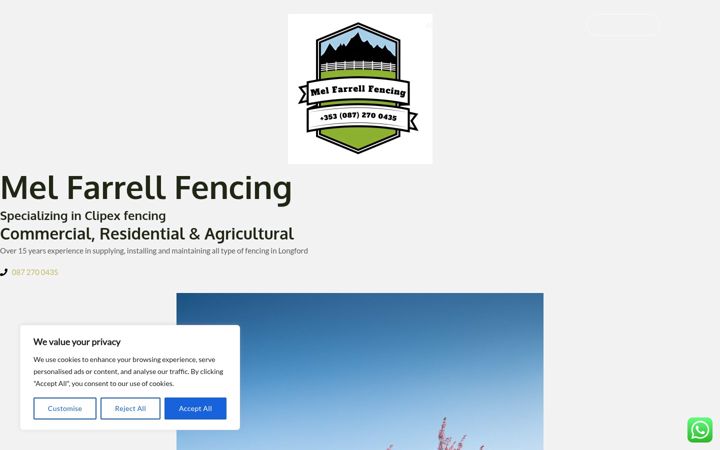 Screenshot of melfarrellfencing.com