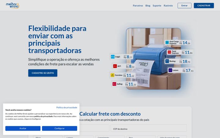 Screenshot of melhorenvio.com.br