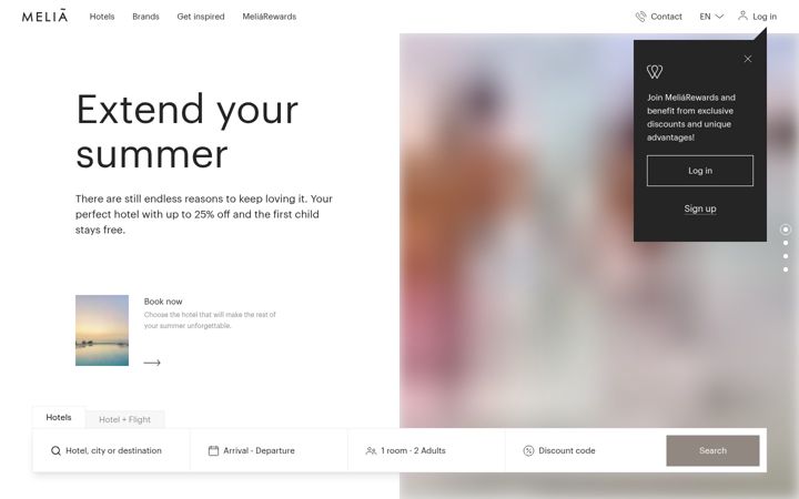 Screenshot ta' melia.com