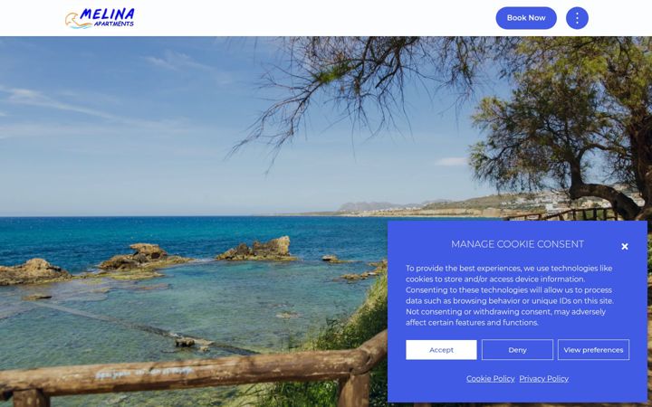 Screenshot of melinaapartments.com
