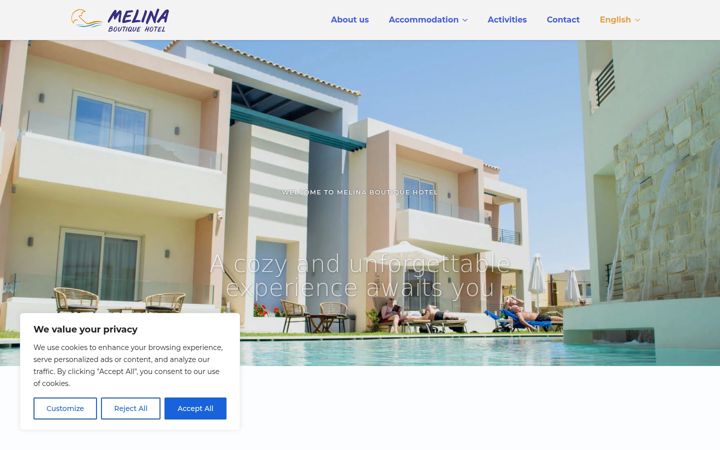 Screenshot of melinaboutiquehotel.com