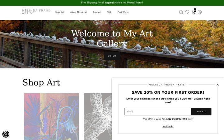Screenshot of melindafrankfineartist.com