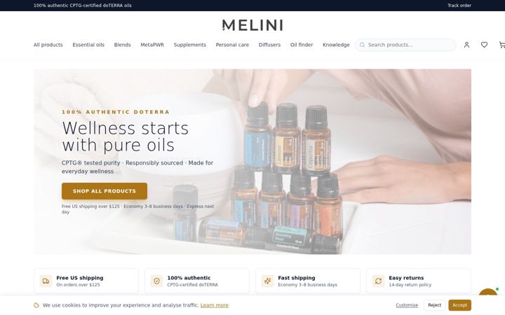 Screenshot of melinishop.com