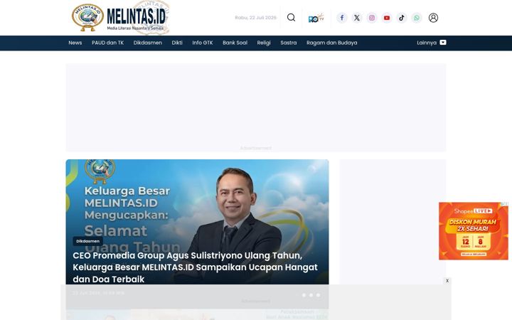 Screenshot of melintas.id