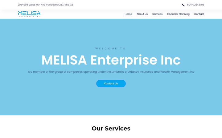 Screenshot of melisaenterprise.com